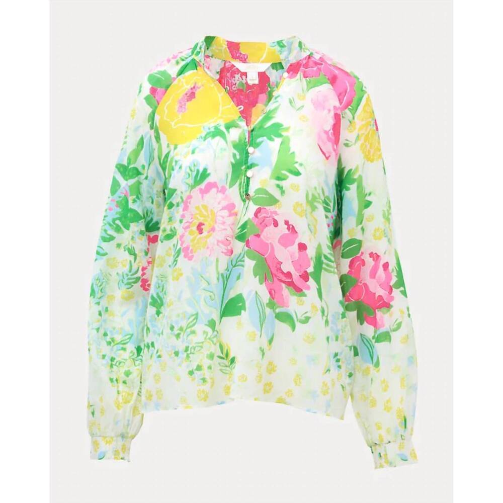 NEW LILLY PULITZER renisha long sleeve top in multi poppy party engineered - Picture 7 of 7